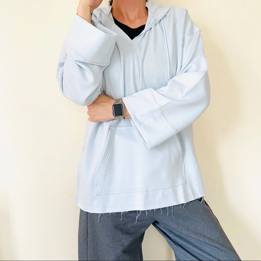 New Nike yoga hoodie top raw hem pastel